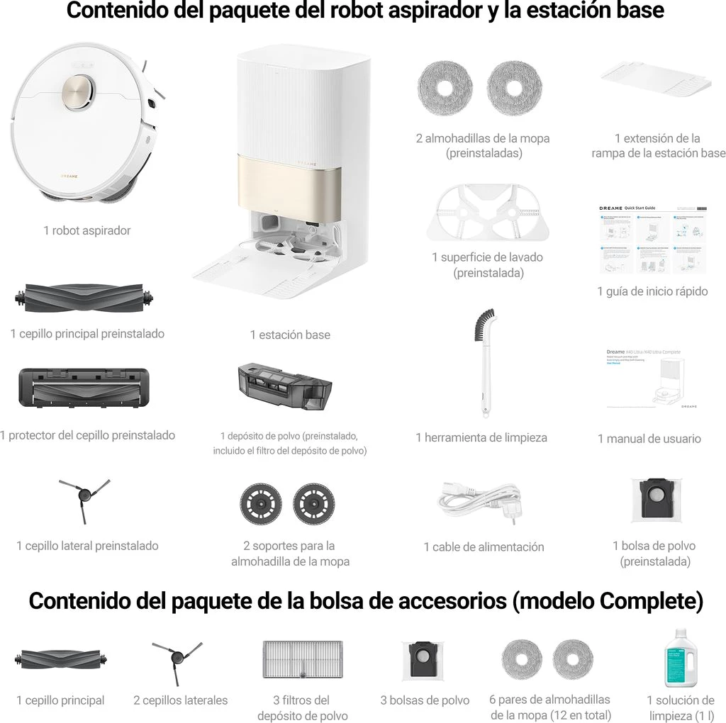 Dreame X40 Ultra Complete staubsauger roboter, Saugroboter mit Abnehmbarem&Hebarem Wischmopp